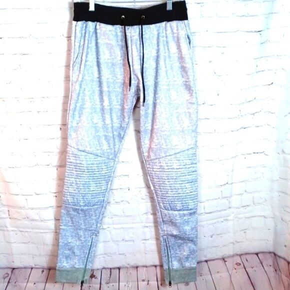 Pants - Encrypted Gray   New Fleece  Warm Sweat Pants Zipper Ankles XL